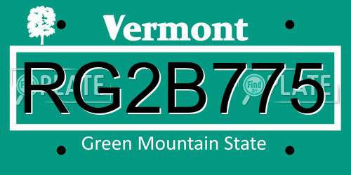 RG2B775 Vermont License Plate