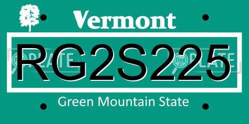 RG2S225 Vermont License Plate