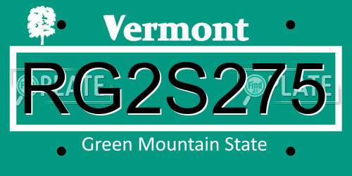 RG2S275 Vermont License Plate