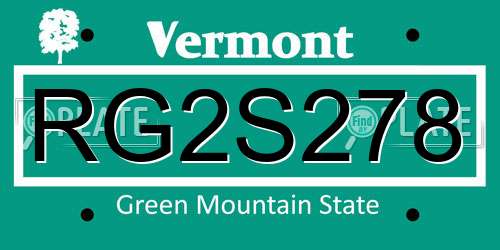 RG2S278 Vermont License Plate