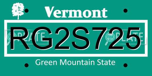 RG2S725 Vermont License Plate