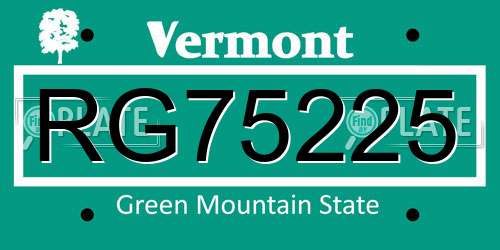 RG75225 Vermont License Plate