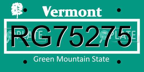 RG75275 Vermont License Plate