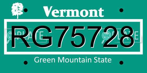 RG75728 Vermont License Plate
