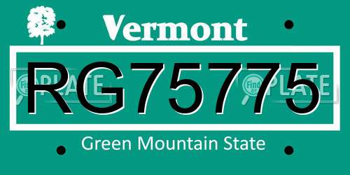 RG75775 Vermont License Plate