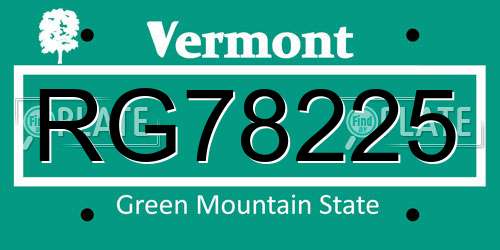RG78225 Vermont License Plate