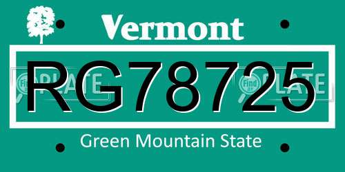 RG78725 Vermont License Plate