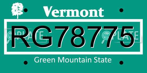 RG78775 Vermont License Plate