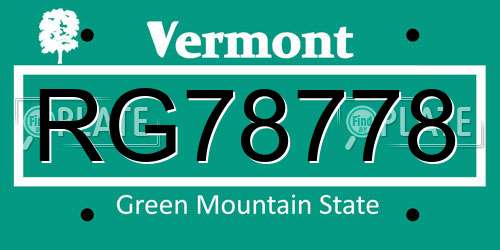 RG78778 Vermont License Plate