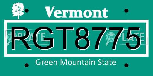 RGT8775 Vermont License Plate