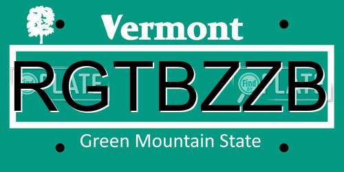 RGTBZZB Vermont License Plate
