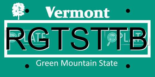 RGTSTTB Vermont License Plate