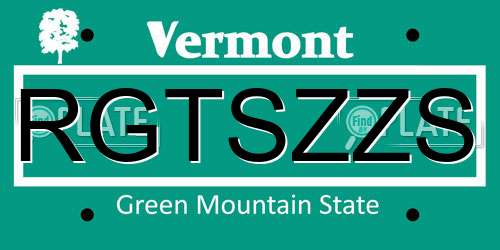 RGTSZZS Vermont License Plate