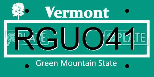 RGUO41 Vermont License Plate