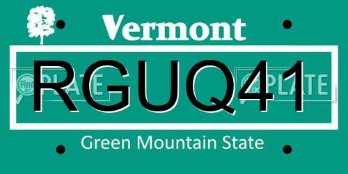 RGUQ41 Vermont License Plate