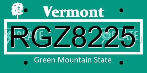 RGZ8225 Vermont License Plate