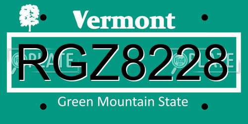 RGZ8228 Vermont License Plate