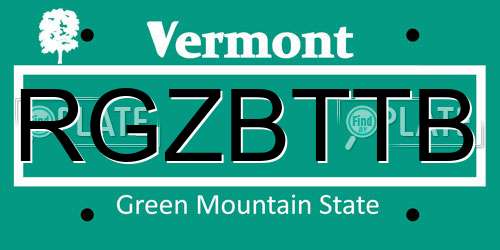 RGZBTTB Vermont License Plate