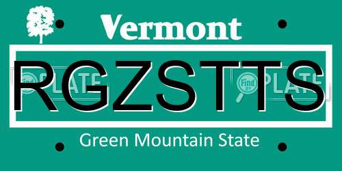 RGZSTTS Vermont License Plate