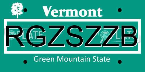 RGZSZZB Vermont License Plate