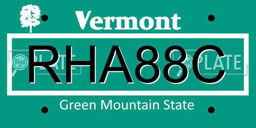 RHA88C Vermont License Plate