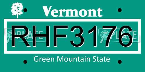 RHF3176 Vermont License Plate