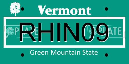 RHIN09 Vermont License Plate