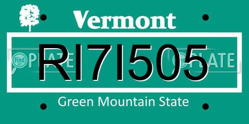 RI7I505 Vermont License Plate
