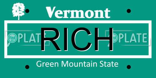 RICH Vermont License Plate