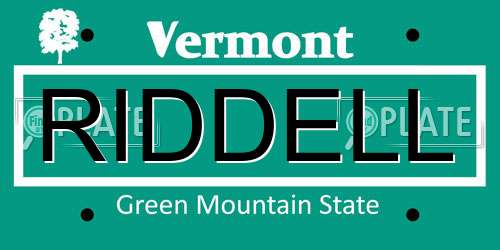 RIDDELL Vermont License Plate