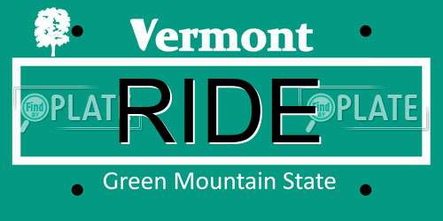 RIDE Vermont License Plate