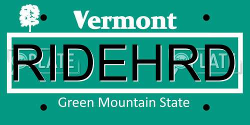 RIDEHRD Vermont License Plate
