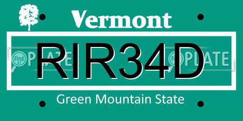 RIR34D Vermont License Plate