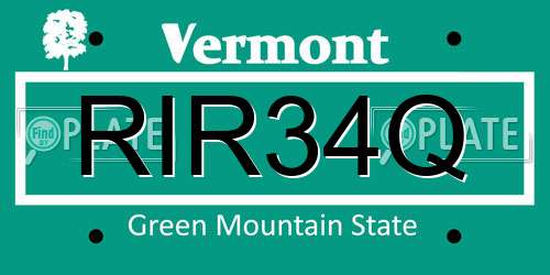 RIR34Q Vermont License Plate