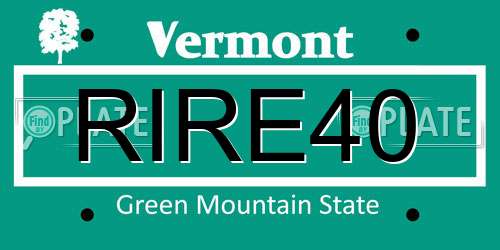 RIRE40 Vermont License Plate
