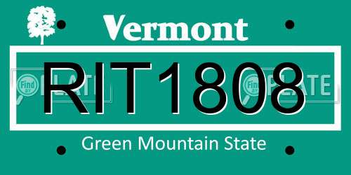 RIT1808 Vermont License Plate