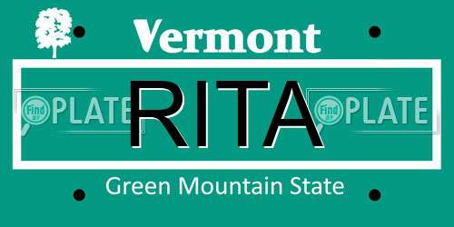 RITA Vermont License Plate
