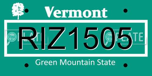 RIZ1505 Vermont License Plate