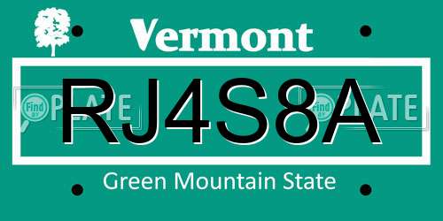 RJ4S8A Vermont License Plate
