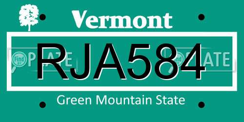 RJA584 Vermont License Plate