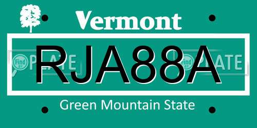 RJA88A Vermont License Plate