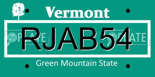RJAB54 Vermont License Plate