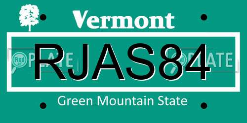 RJAS84 Vermont License Plate