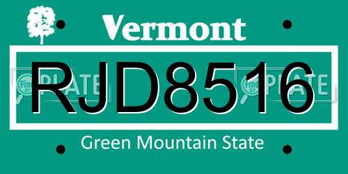 RJD8516 Vermont License Plate