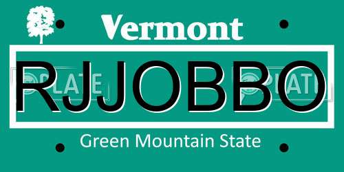 RJJOBBO Vermont License Plate