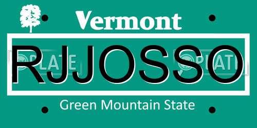RJJOSSO Vermont License Plate