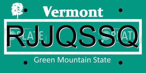 RJJQSSQ Vermont License Plate
