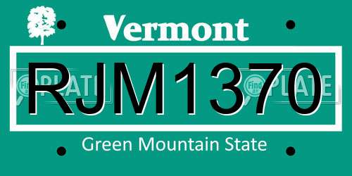 RJM1370 Vermont License Plate