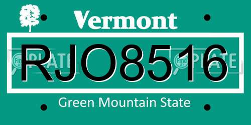 RJO8516 Vermont License Plate