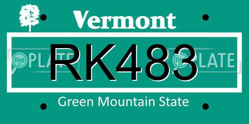 RK483 Vermont License Plate